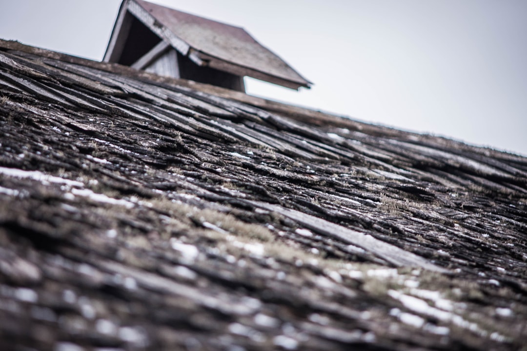 the roof of a building with snow on it