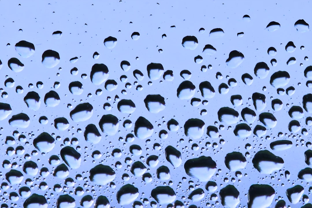 A lot of rain drops on a window