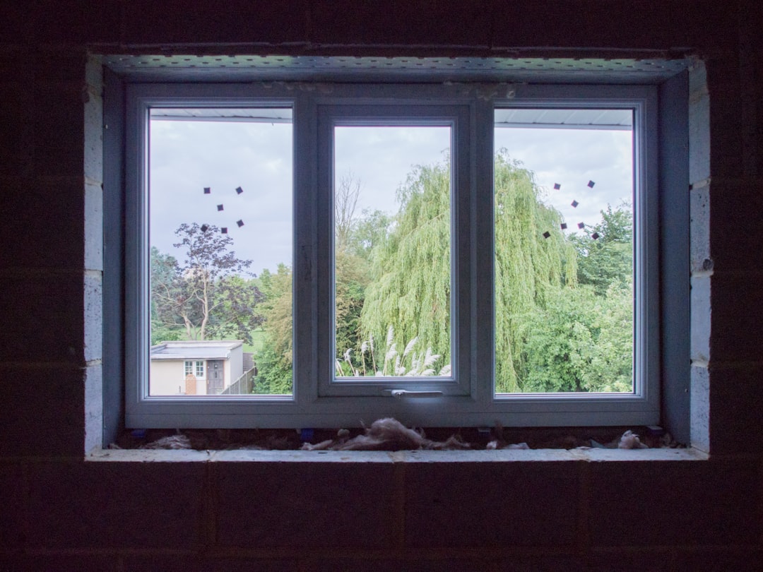 white wooden framed glass window