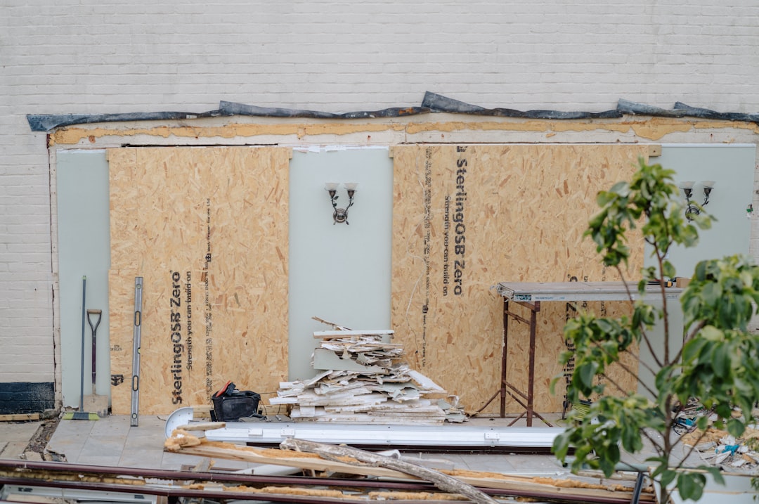Building exterior under renovation with osb sheathing
