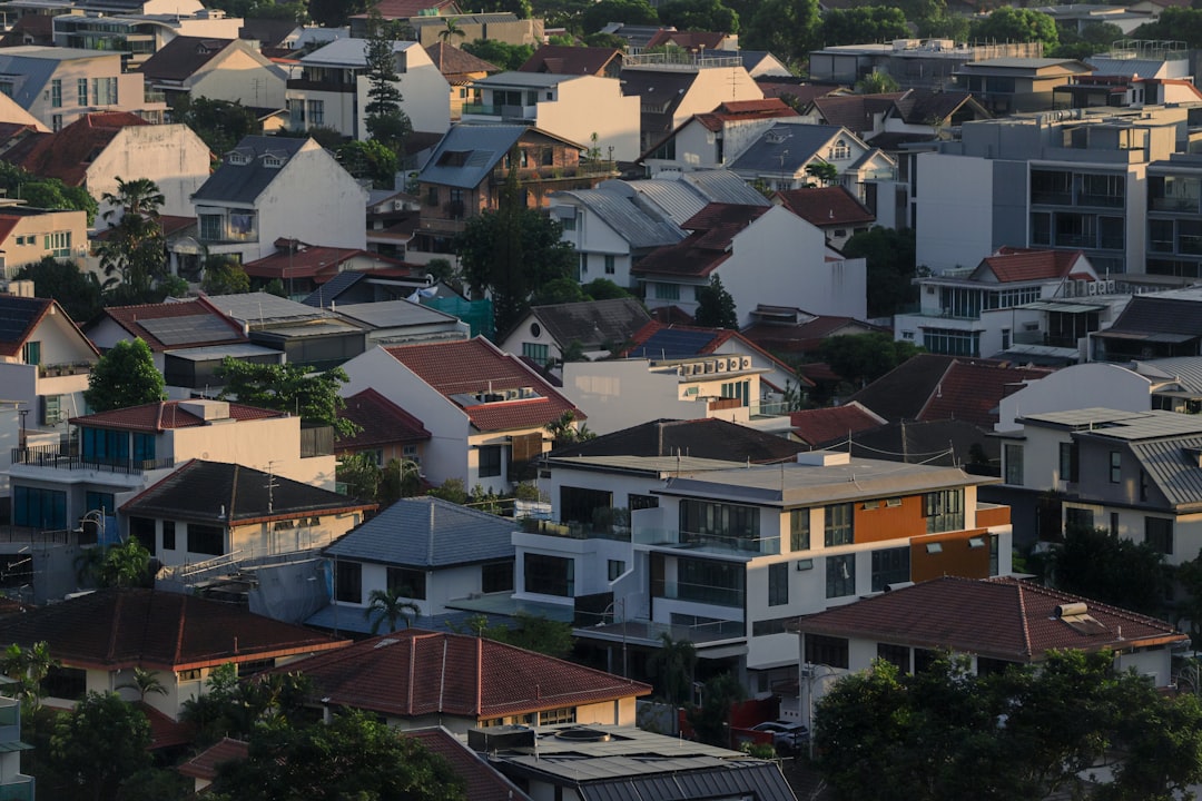Dense residential neighborhood with diverse housing styles.