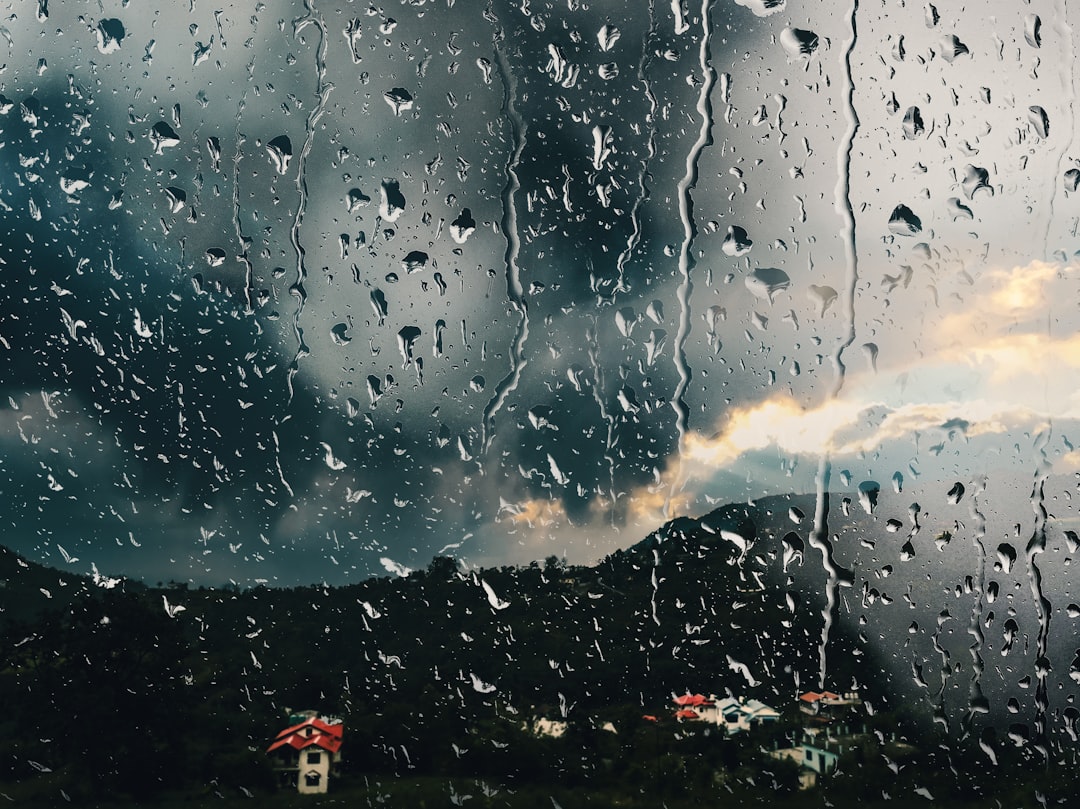 a window covered in water