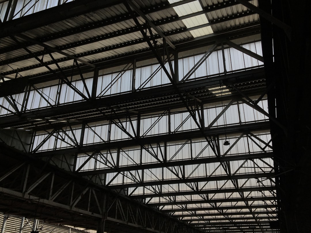 Steel beams and a translucent roof create shadows