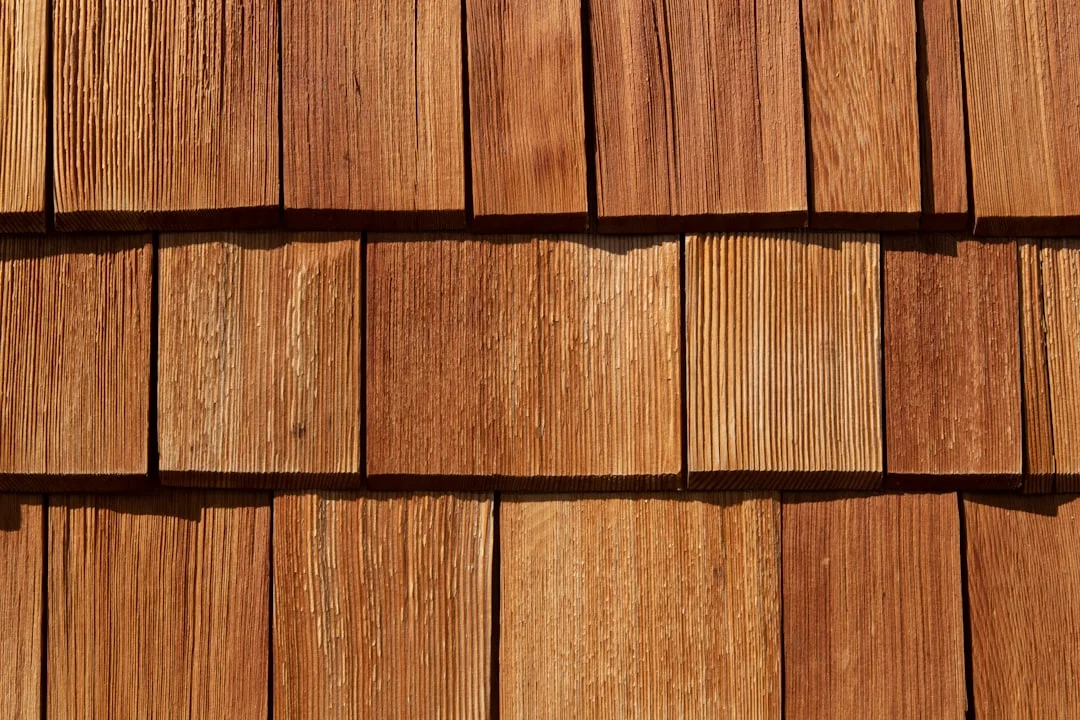 Wooden Shingles Close-Up a close up view of a wooden roof