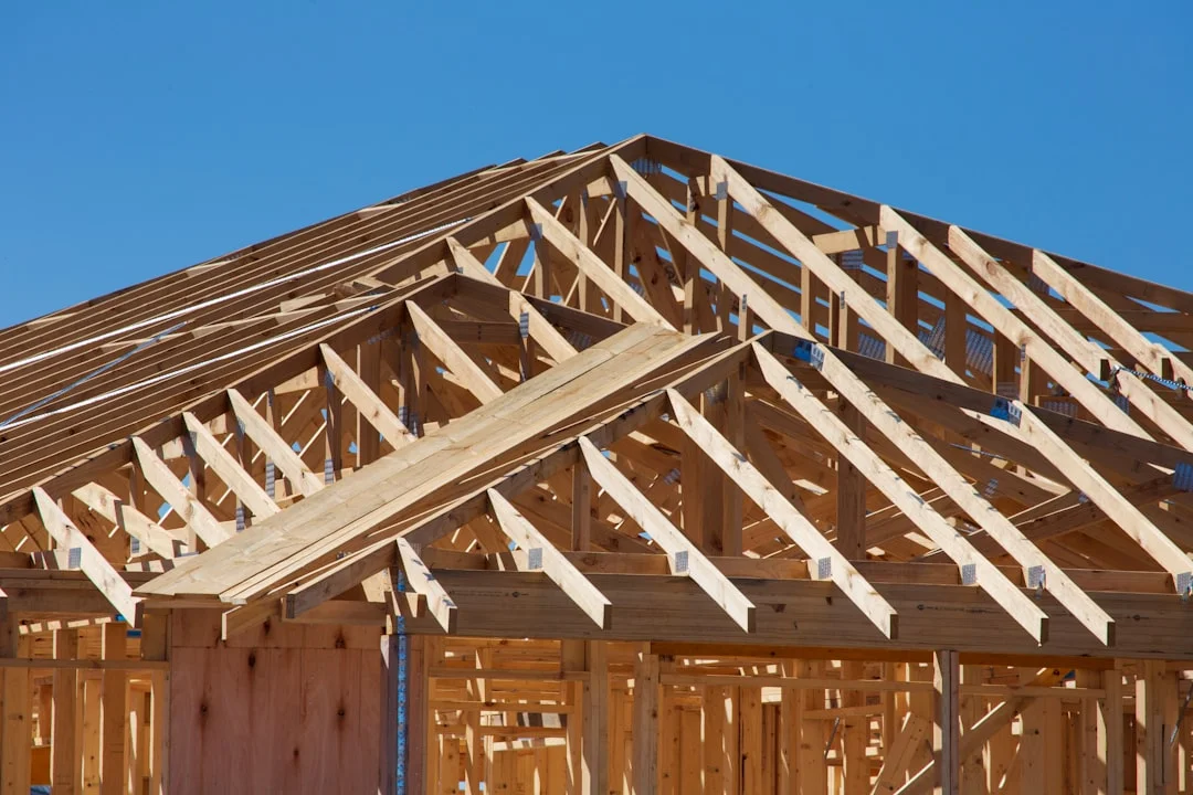 House Under Construction a house under construction with wooden framing